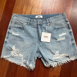 Just Black Blue Jean Shorts Raw Frayed Hem